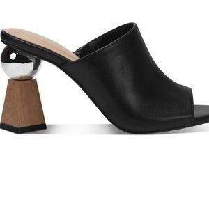 Alfani Black Open-Toe Mules with Unique Heels